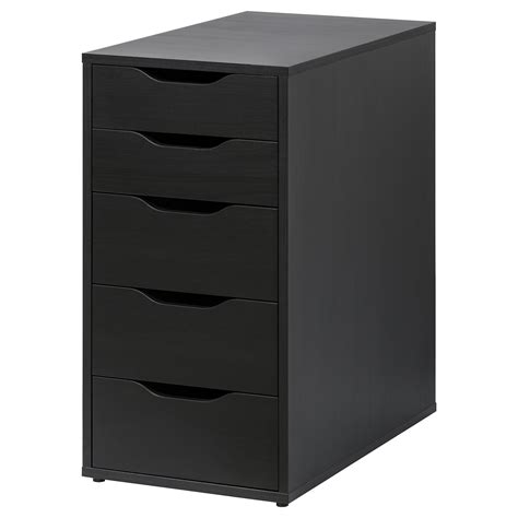 Drawers slide out with secure screws on tracks to. . Black alex drawers